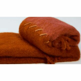 PLAID STITCHING THROW - TERRACOTA PINK 130cm x 200cm  (73% Mohair - 24% Wool/Suede - 3% Polyamide)